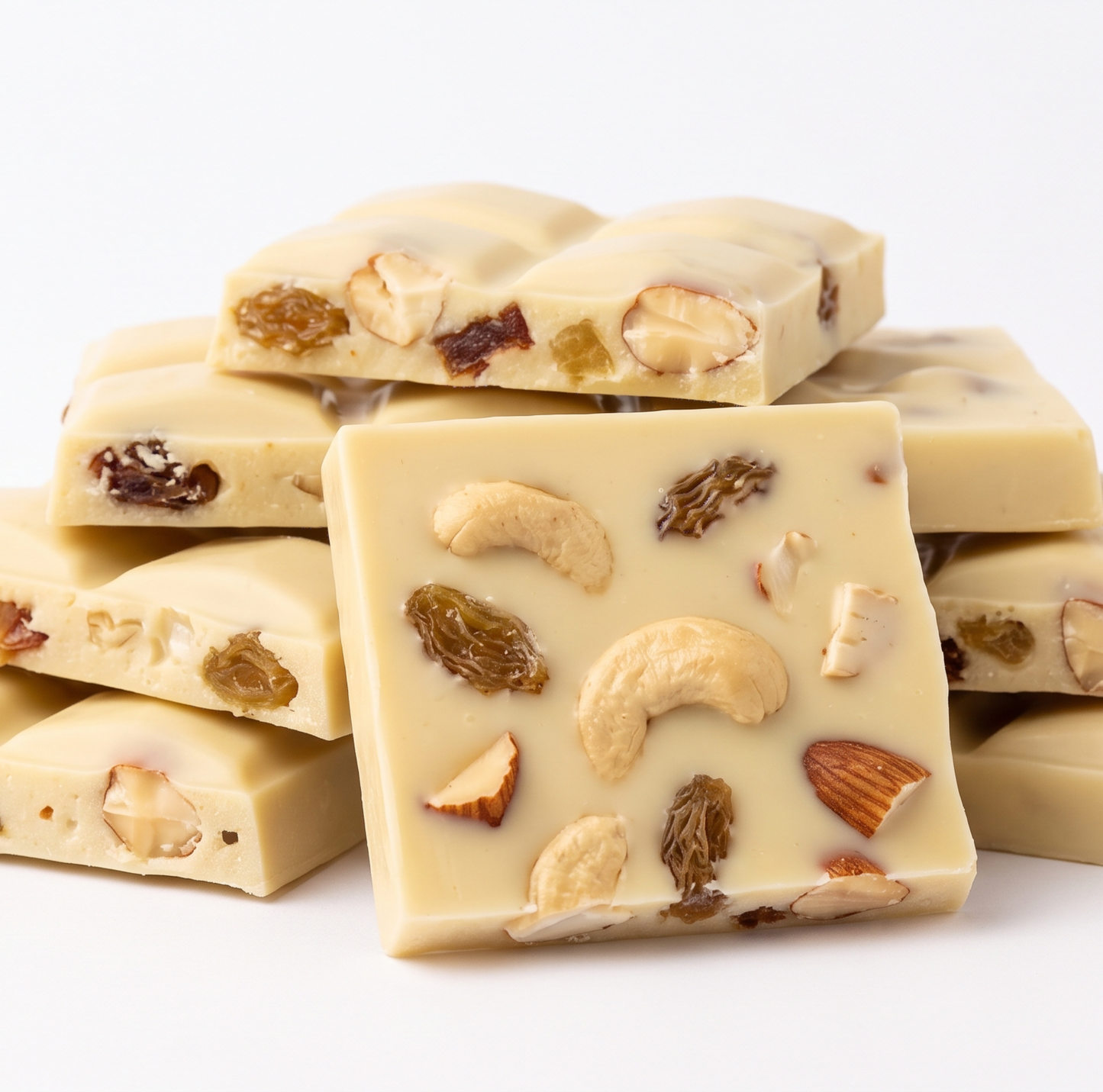 ooty white chocolate fruits nuts closeup almonds raisins ootymade