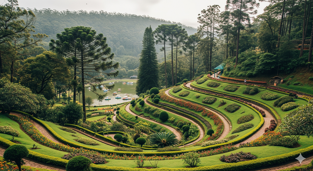 Sim's Park Coonoor — terraced gardens, shola trees and the lake at 1,780 metres in the Nilgiris, one of Coonoor's top tourist attractions