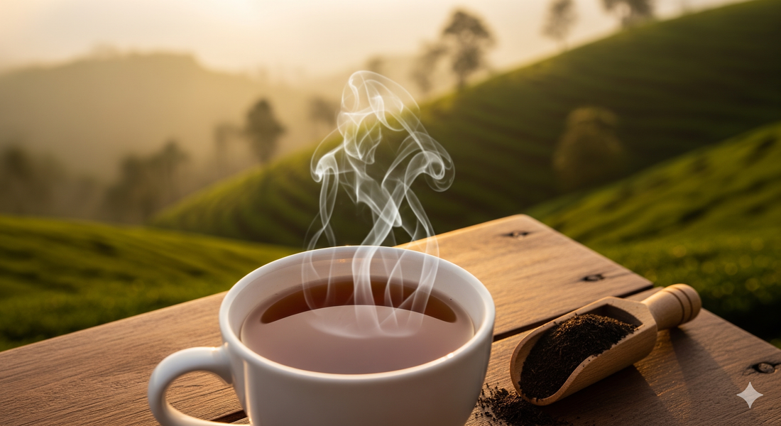 Kannavarai Tea Estate Nilgiris — rows of tea bushes at 1,900 metres in the Blue Mountains, OotyMade single-origin black tea
