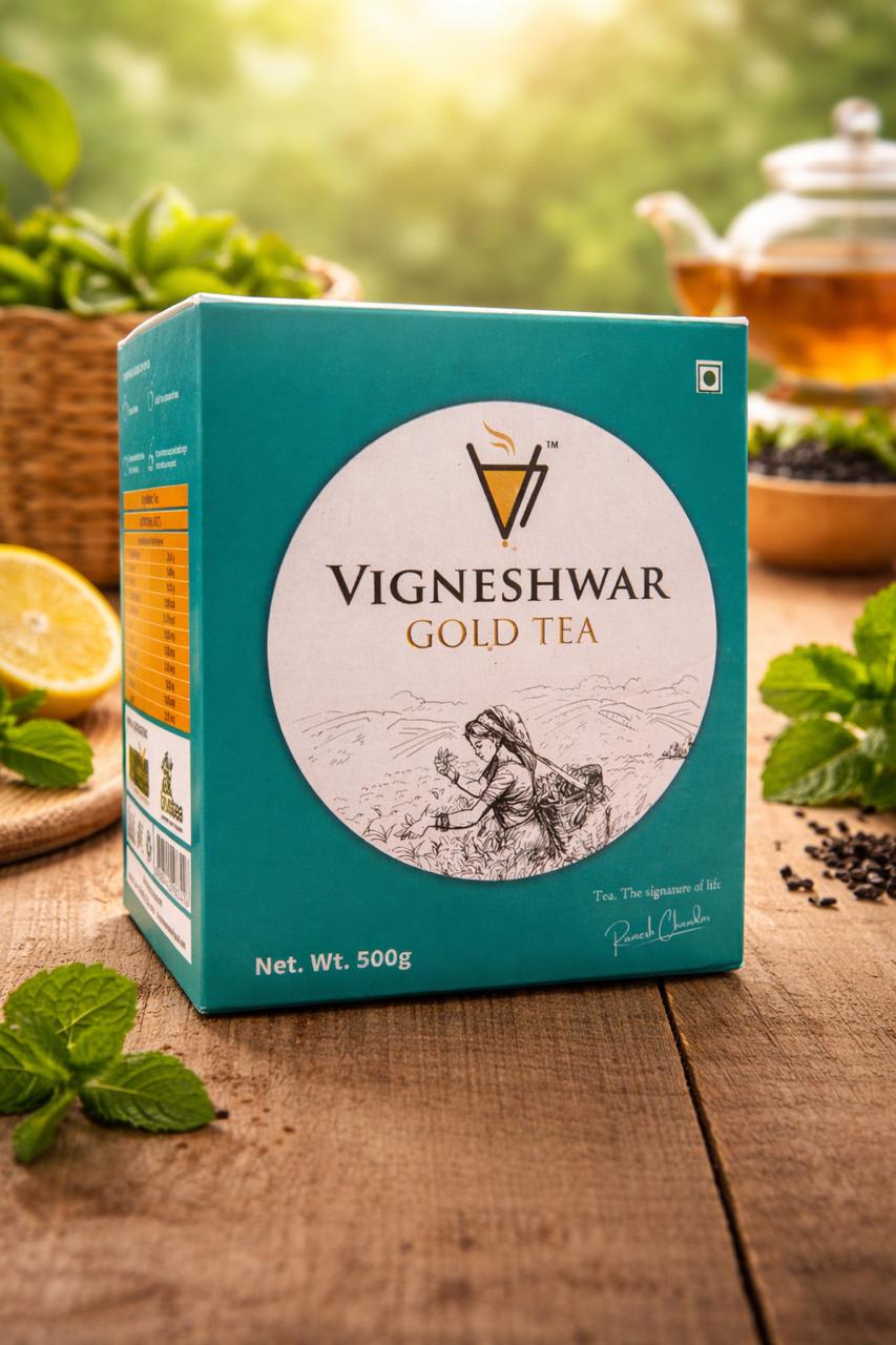 Vigneshwar Gold Tea 500g – Premium Nilgiris Estate Tea | Strong Aroma & Rich Color | Golden Leaf Award Winning Tea OotyMade.com