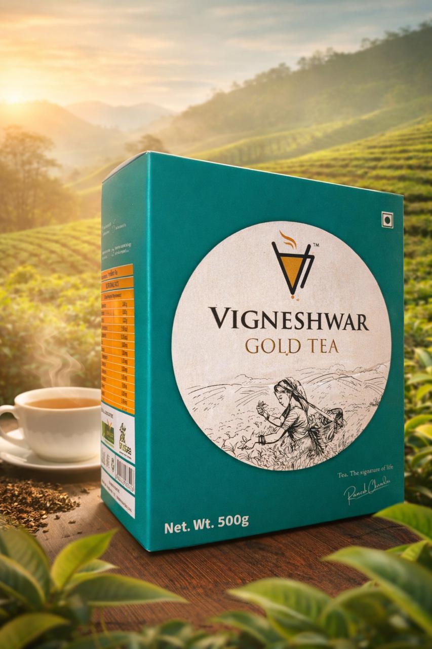 Vigneshwar Gold Tea 500g – Premium Nilgiris Estate Tea | Strong Aroma & Rich Color | Golden Leaf Award Winning Tea OotyMade.com