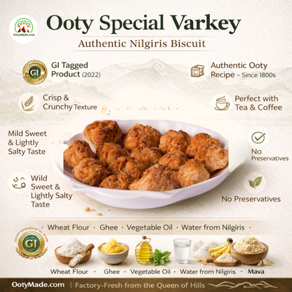 Ooty Special Varkey biscuit showing layered dough texture