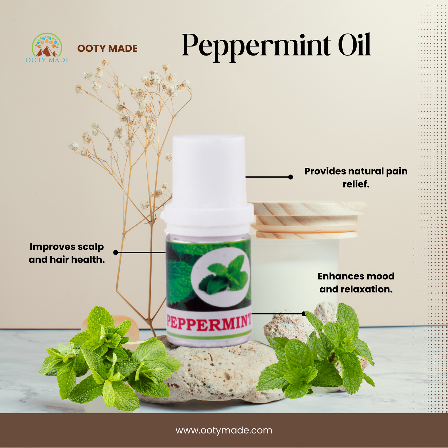 Peppermint Essential Oil for Hair growth, Digestion, and Pain relief