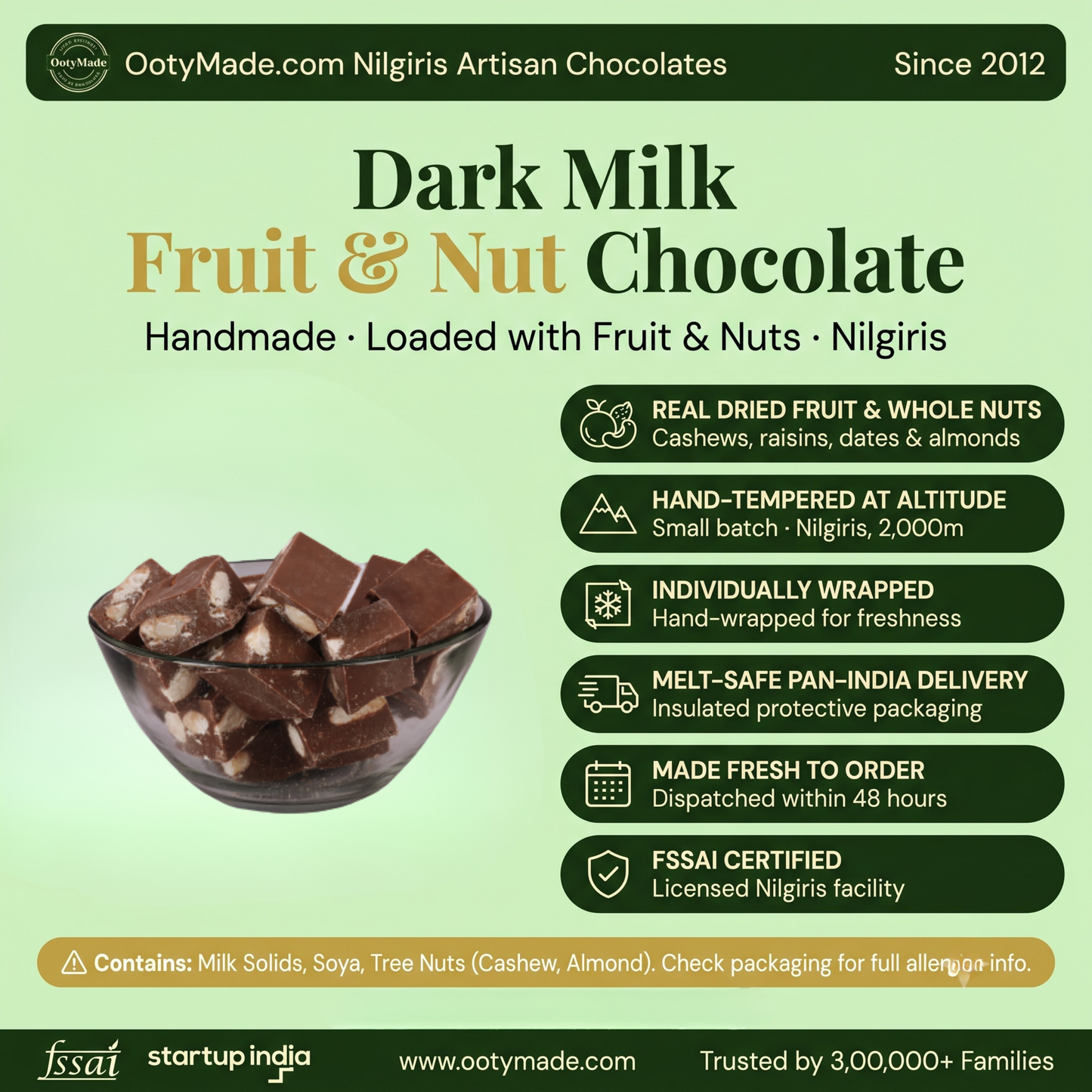 ooty dark fruit nut chocolate bar handmade nilgiris lifestyle ootymade