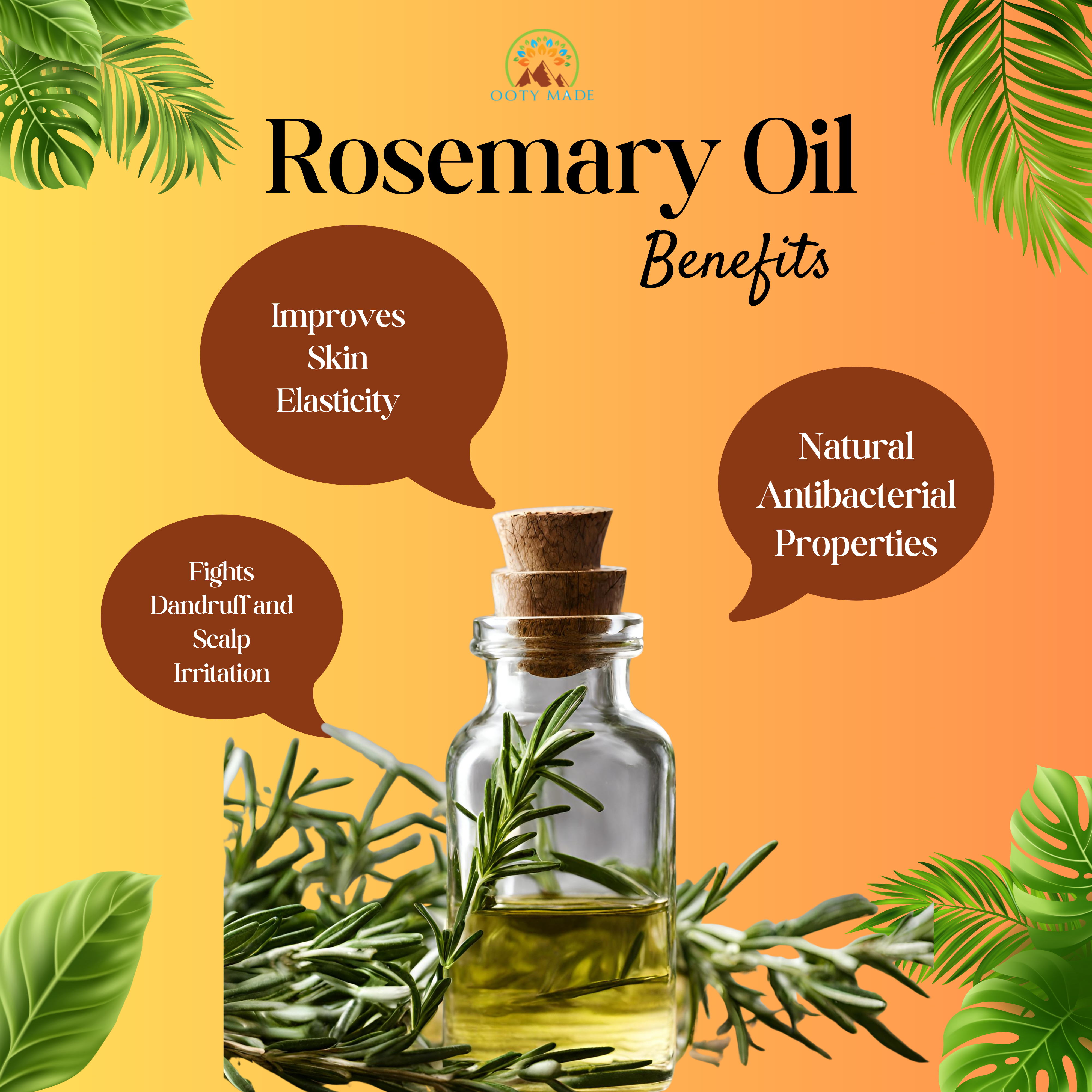 Premium Rosemary Essential Oil - 100% Pure and Organic-for Skin and Hair