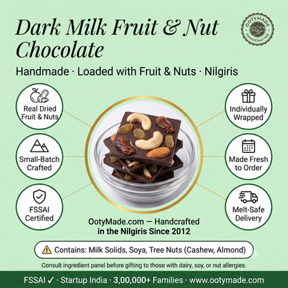 ooty dark fruit nut chocolate closeup dry fruits ootymade
