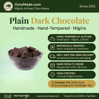 ooty vegan dark chocolate broken bar pieces nilgiris ootymade
