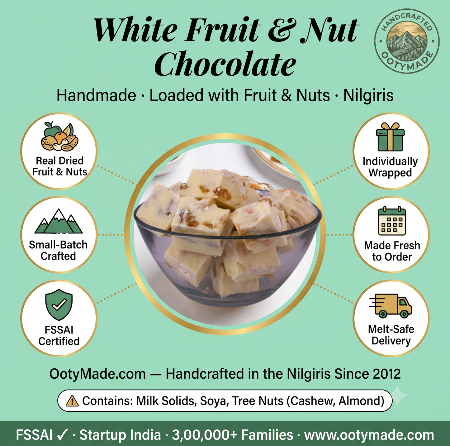 ooty white chocolate fruits nuts closeup dry fruits ootymade