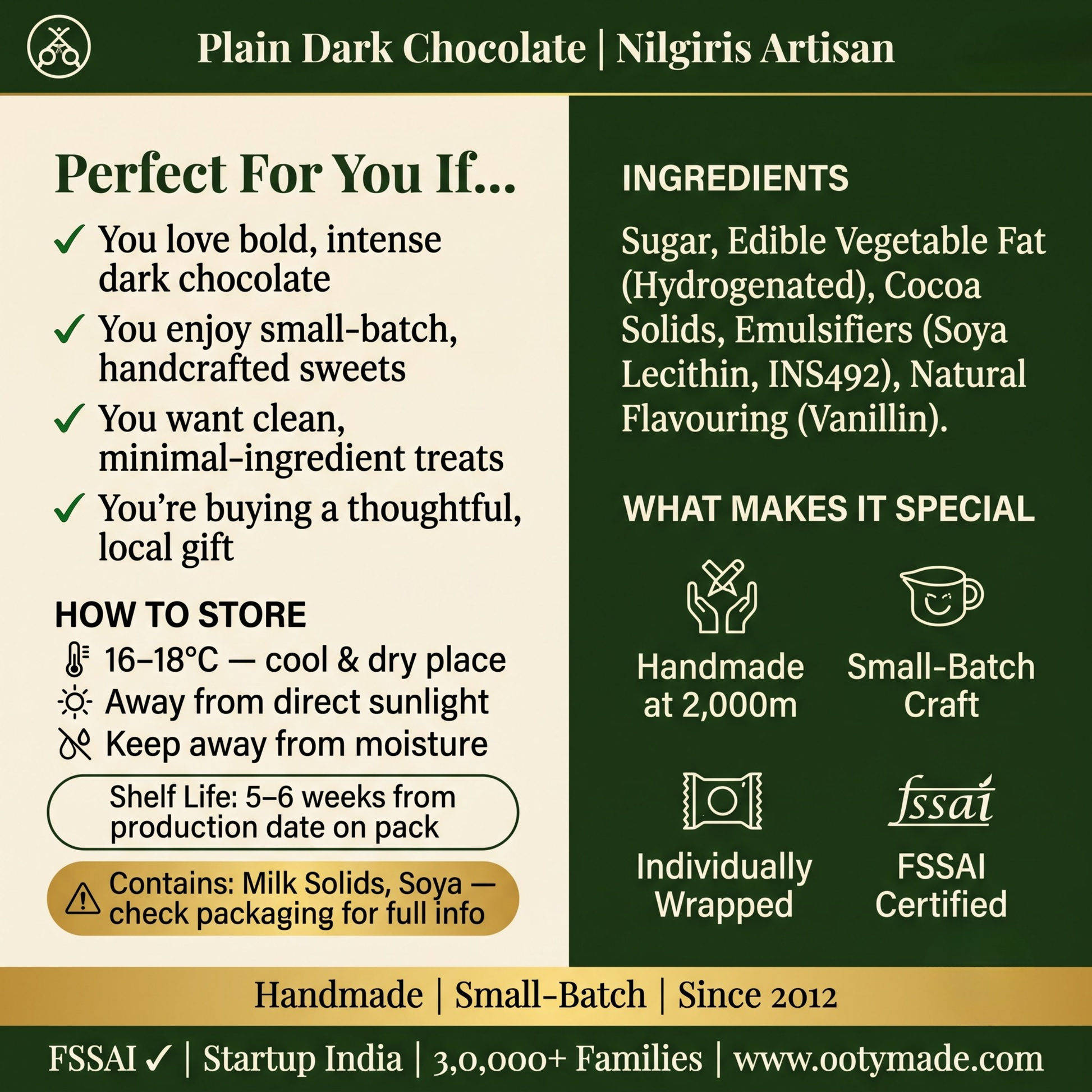 ooty vegan dark chocolate gift packaging nilgiris ootymade