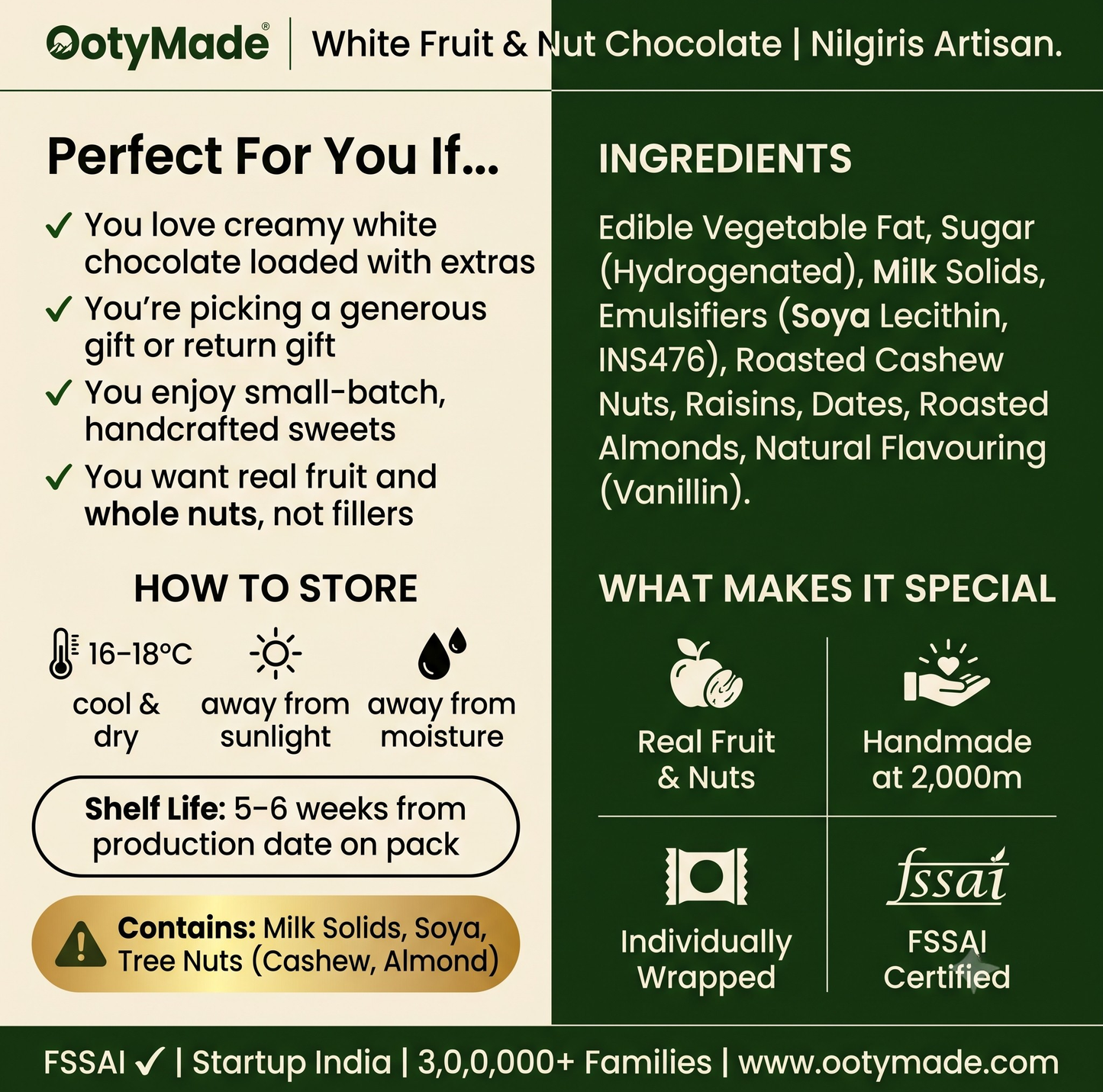 ooty white chocolate fruits nuts gift packaging nilgiris ootymade