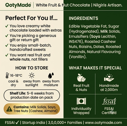 ooty white chocolate fruits nuts gift packaging nilgiris ootymade
