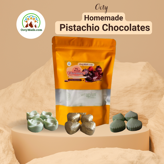 Ooty Homemade Pistachio Molding Chocolate – Rich & Nutty Flavoured Chocolate Bars, Handmade & Wrapped to Perfection