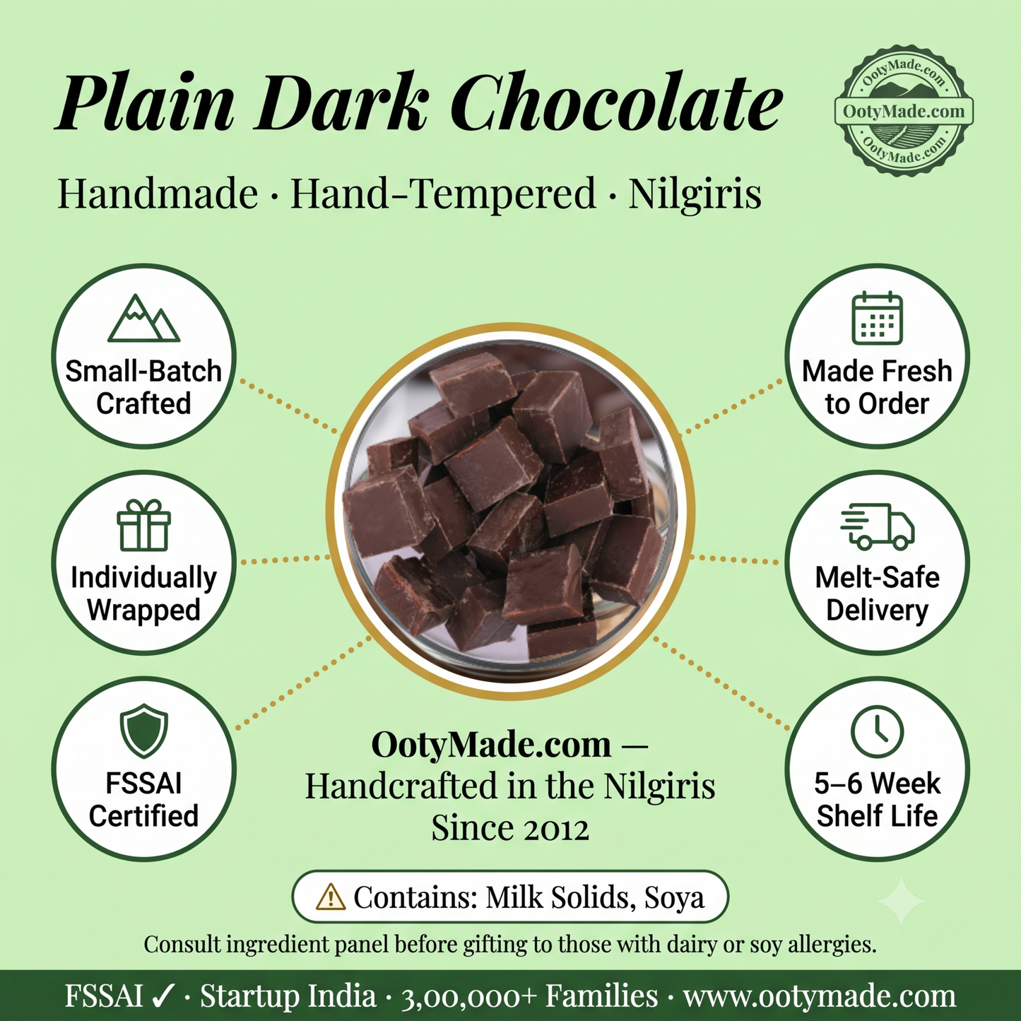 ooty vegan dark chocolate closeup high cocoa texture ootymade