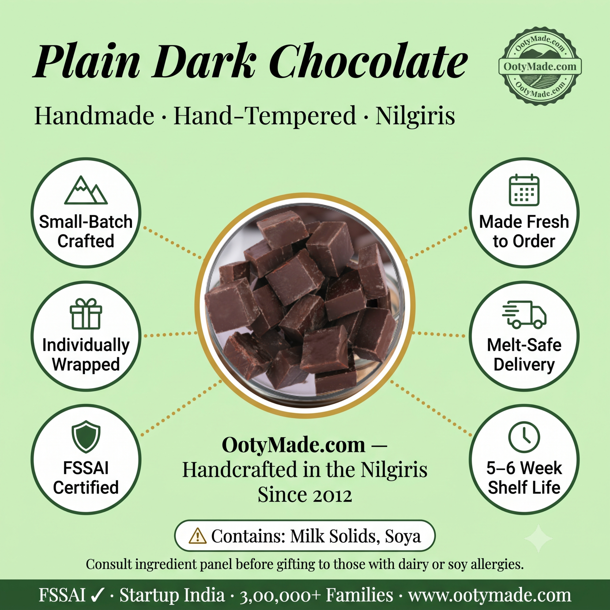 ooty vegan dark chocolate closeup high cocoa texture ootymade