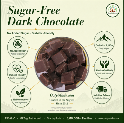 ooty no added sugar dark chocolate closeup high cocoa texture ootymade