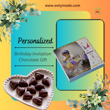 Load image into Gallery viewer, Birthday Invitation- Personaliszed Chocolate Gift Box- ( Sample) OotyMade.com

