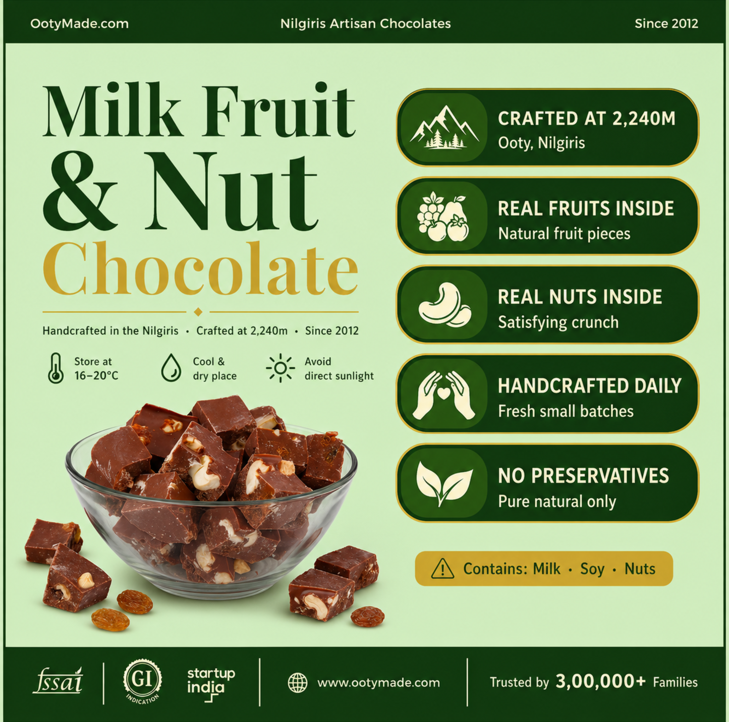 ooty milk chocolate fruits nuts closeup dry fruits ootymade