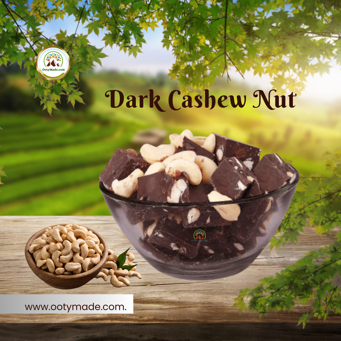 Indulge in Pure Bliss: Handmade Dark Chocolate with Cashew Nuts - Online Exclusive OotyMade.com