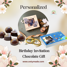 Load image into Gallery viewer, Birthday Invitation- Personaliszed Chocolate Gift Box- ( Minimum 10 Boxes) OotyMade.com
