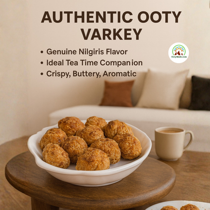 Traditional Ooty Varkey biscuit close-up showing flaky layers