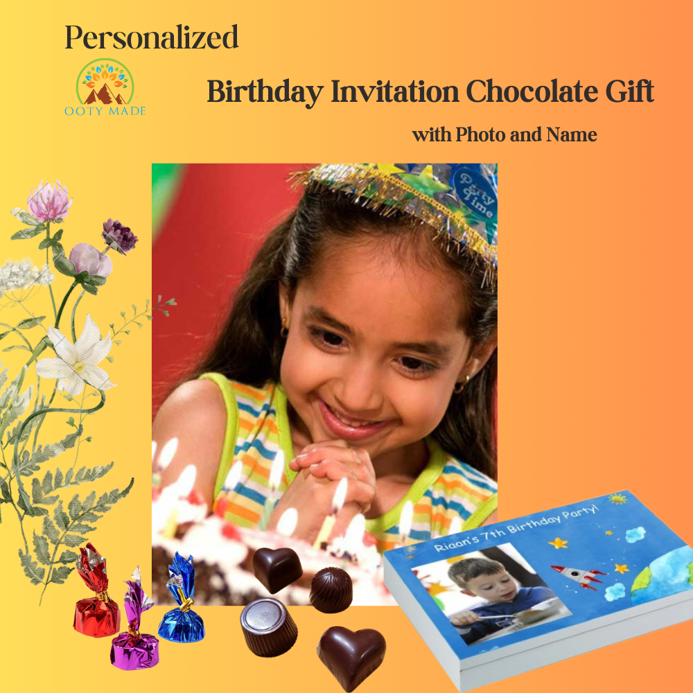 Birthday Invitation- Personaliszed Chocolate Gift Box- ( Minimum 10 Boxes) OotyMade.com