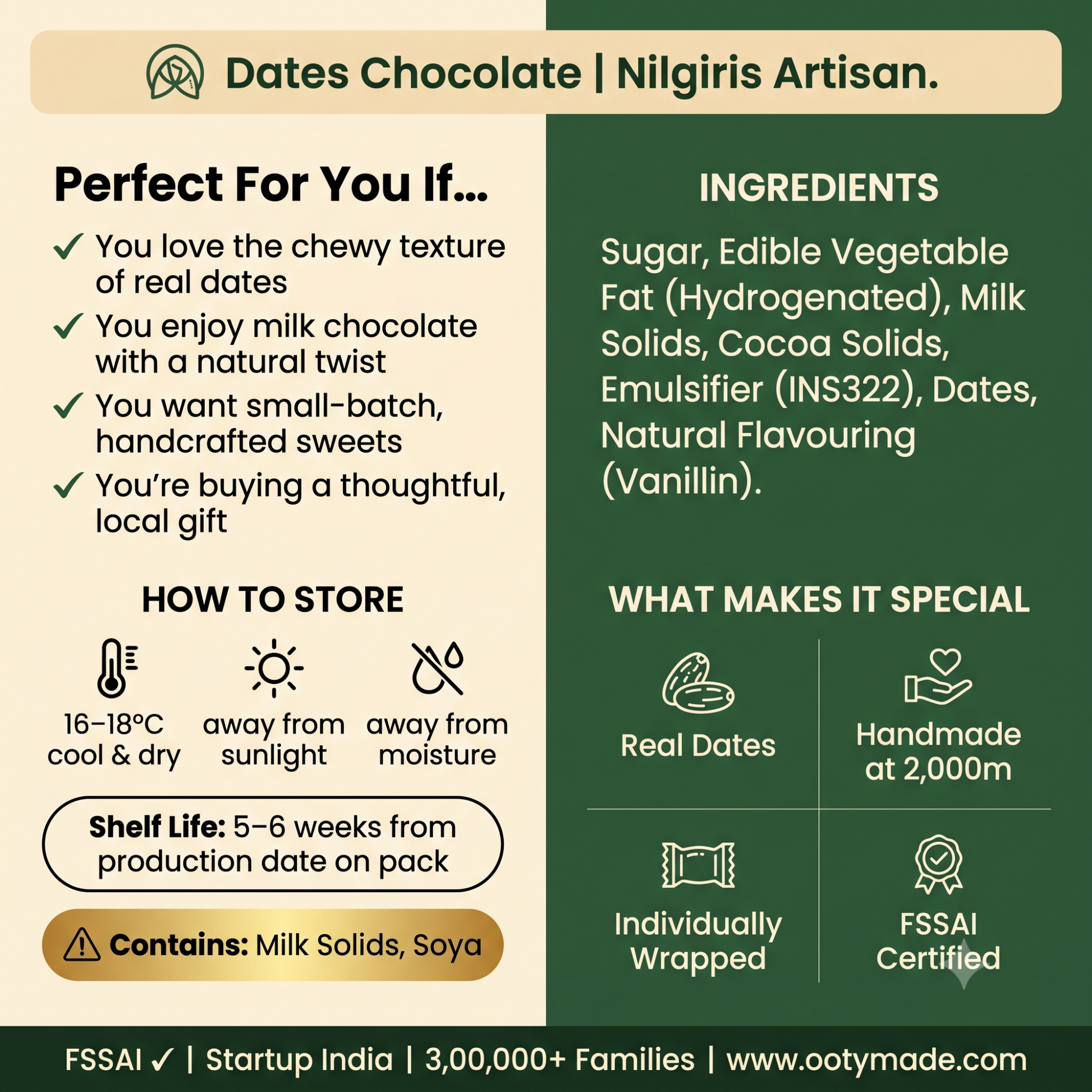 ooty dates chocolate broken bar pieces nilgiris ootymade