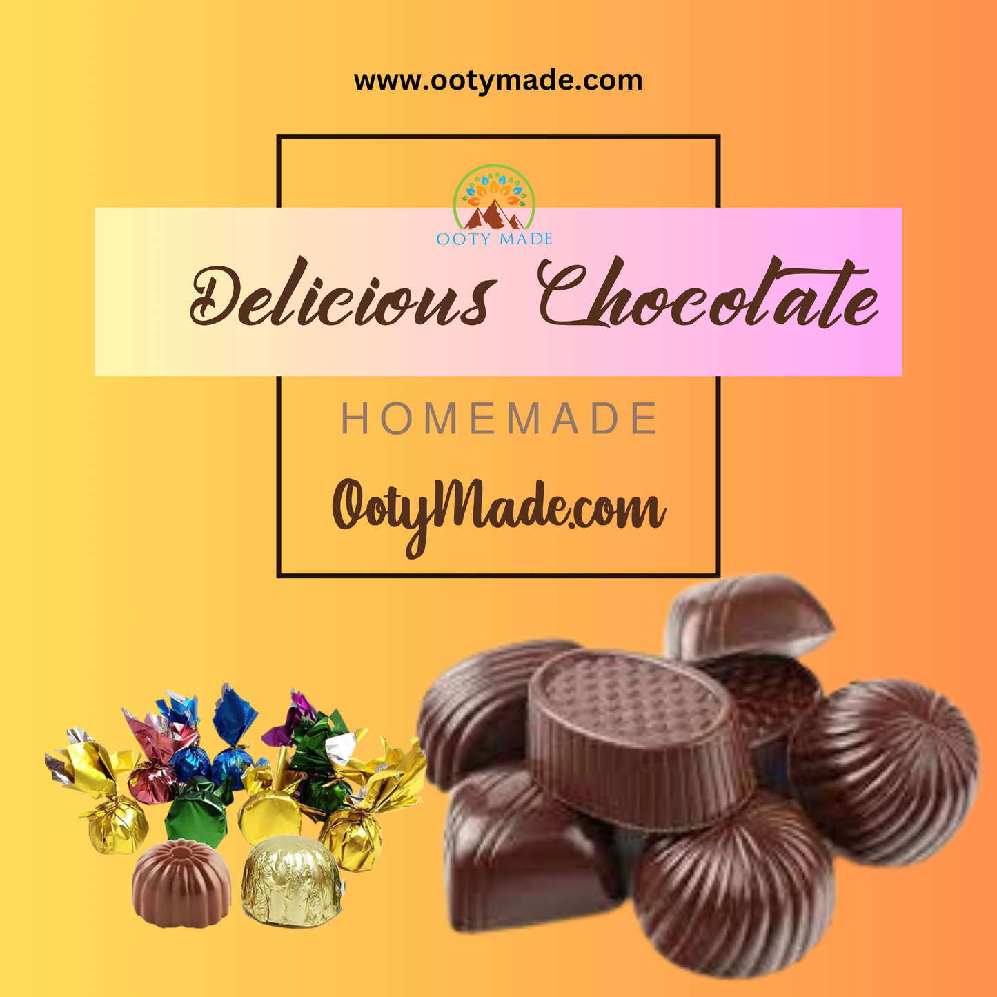 Assorted white and milk ooty homemade molding chocolate with colour wrappers OotyMade.com