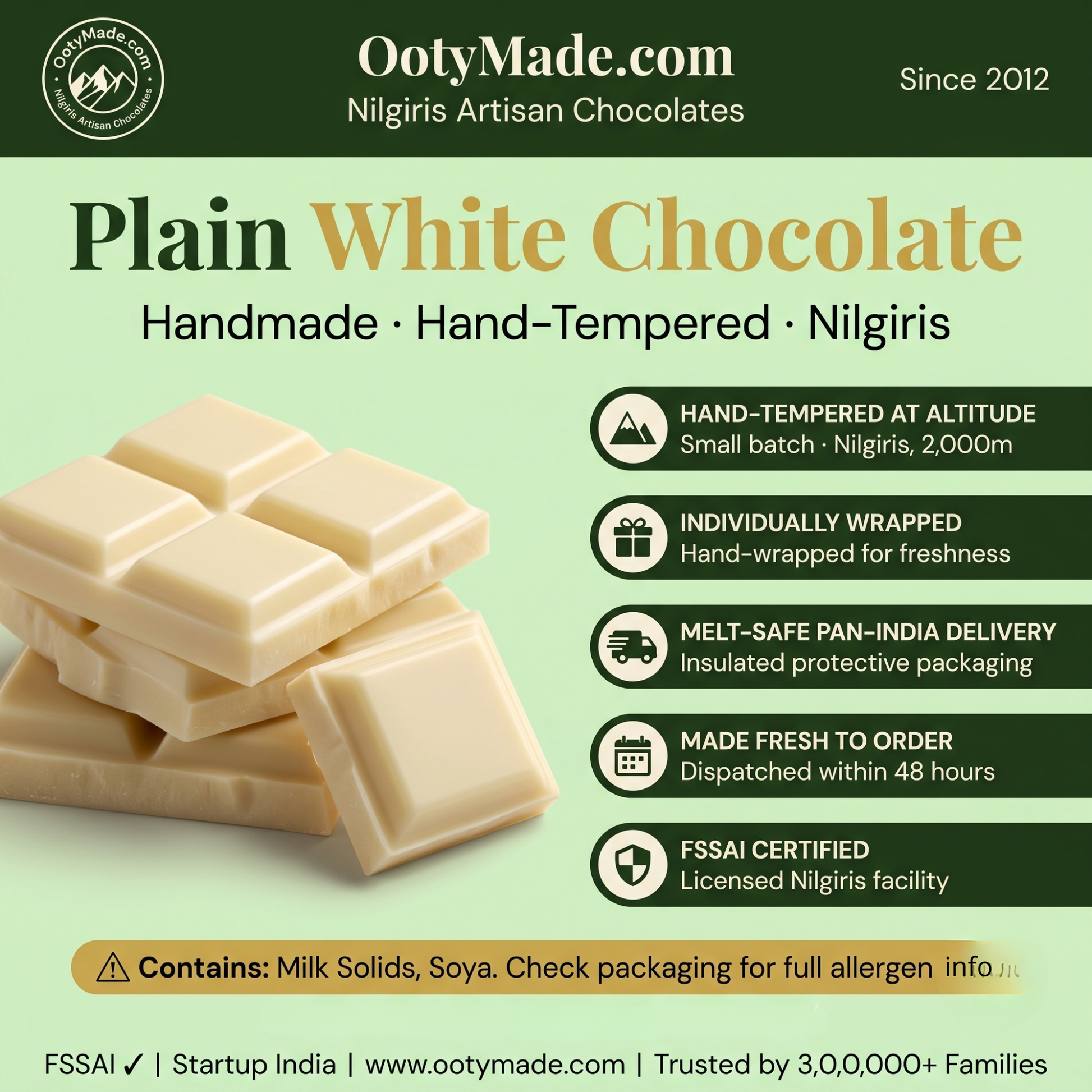 ooty white chocolate broken bar pieces nilgiris ootymade
