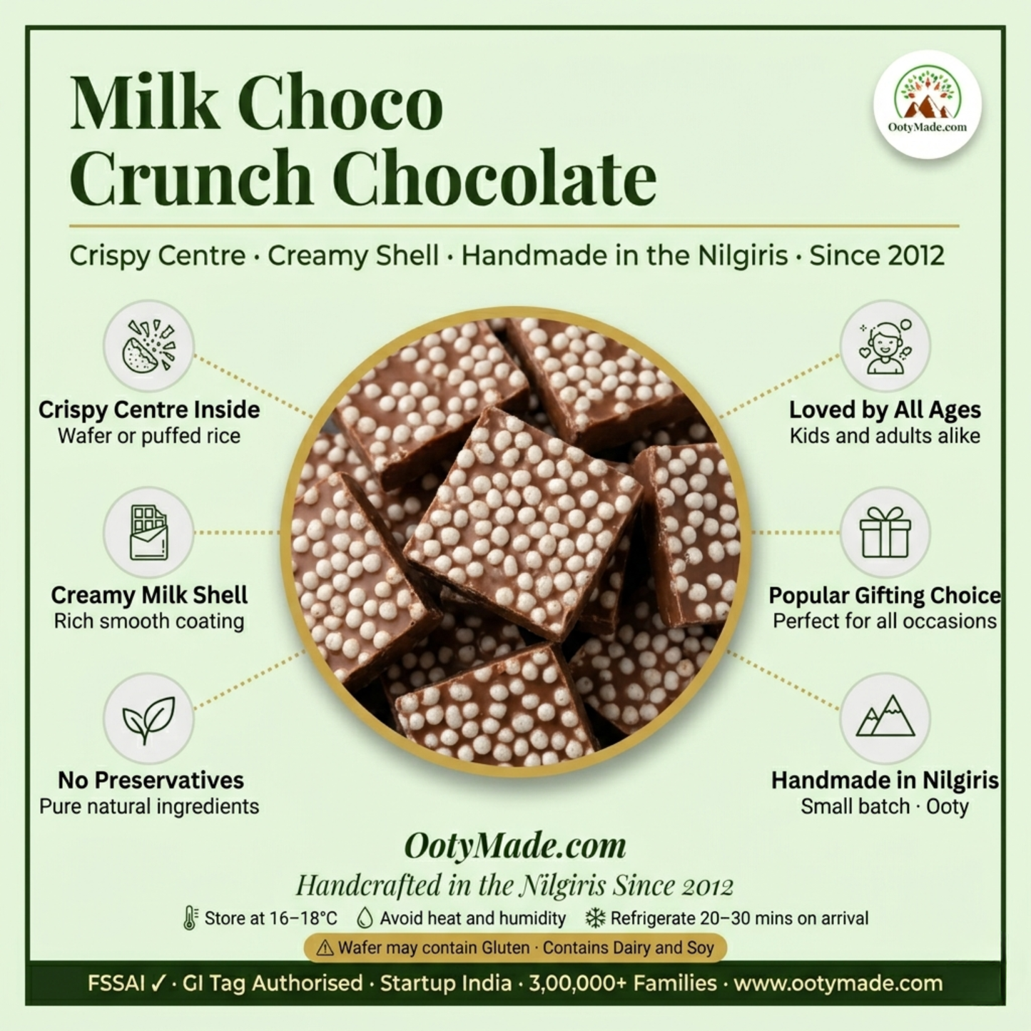 ooty choco crunch chocolate closeup crispy texture ootymade