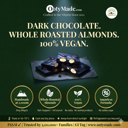 ooty dark almond chocolate closeup texture nilgiris ootymade