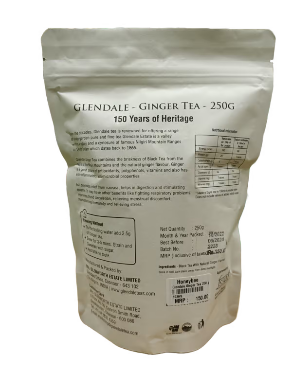 GLENDALE Ginger Tea | 250 g | Pack of 1 | Total 250 g | High Grown Nilgiri Tea | 150 Years of Heritage