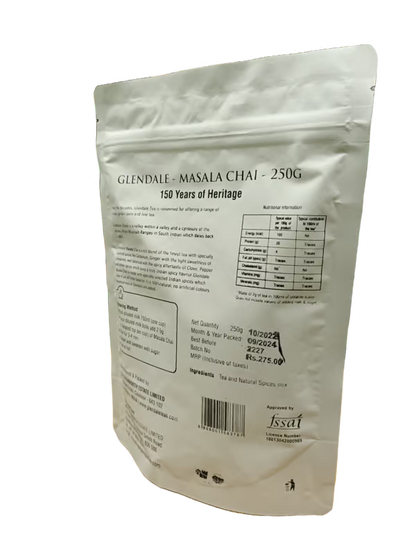 GLENDALE Masala Chai | 250 g | Pack of 1 | Total 250 g | High Grown Nilgiri Tea | 150 Years of Heritage