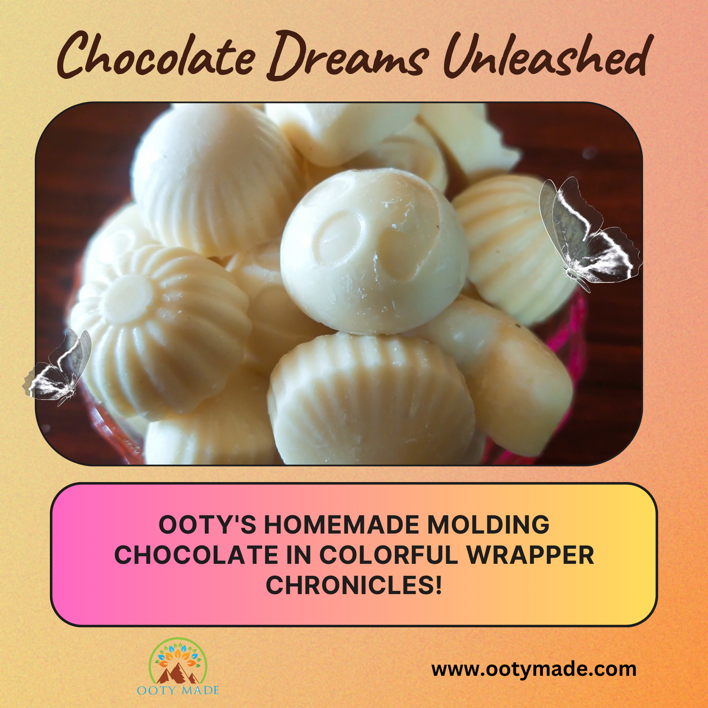 Heavenly White Chocolate Bar-Ooty Homemade Chocolate Bliss-Ooty's Best Chocolate Assortment OotyMade.com