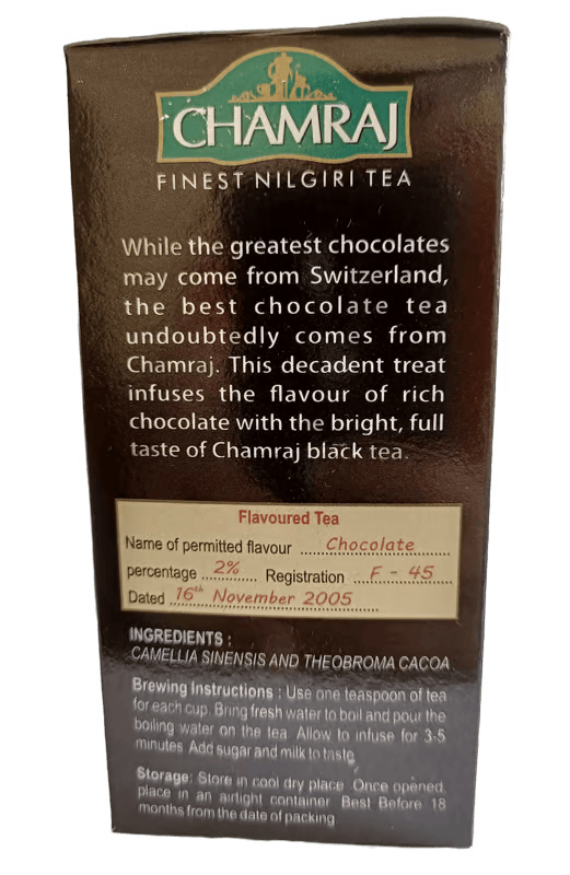 CHAMRAJ Chocolate Tea 250 g | Pack of 1 | Total 250 g | Finest Nilgiri Tea