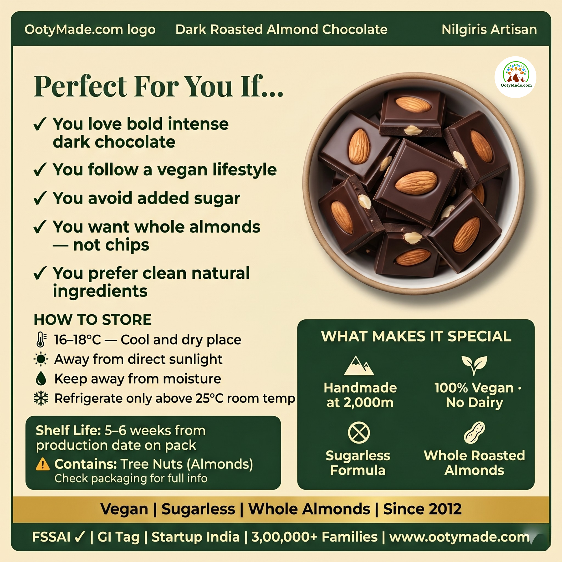 ooty dark almond chocolate gift packaging nilgiris ootymade