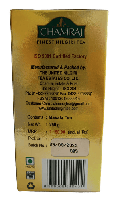 CHAMRAJ Masala Chai 250 g | Pack of 1 | Total 250 g | Finest Nilgiri Tea