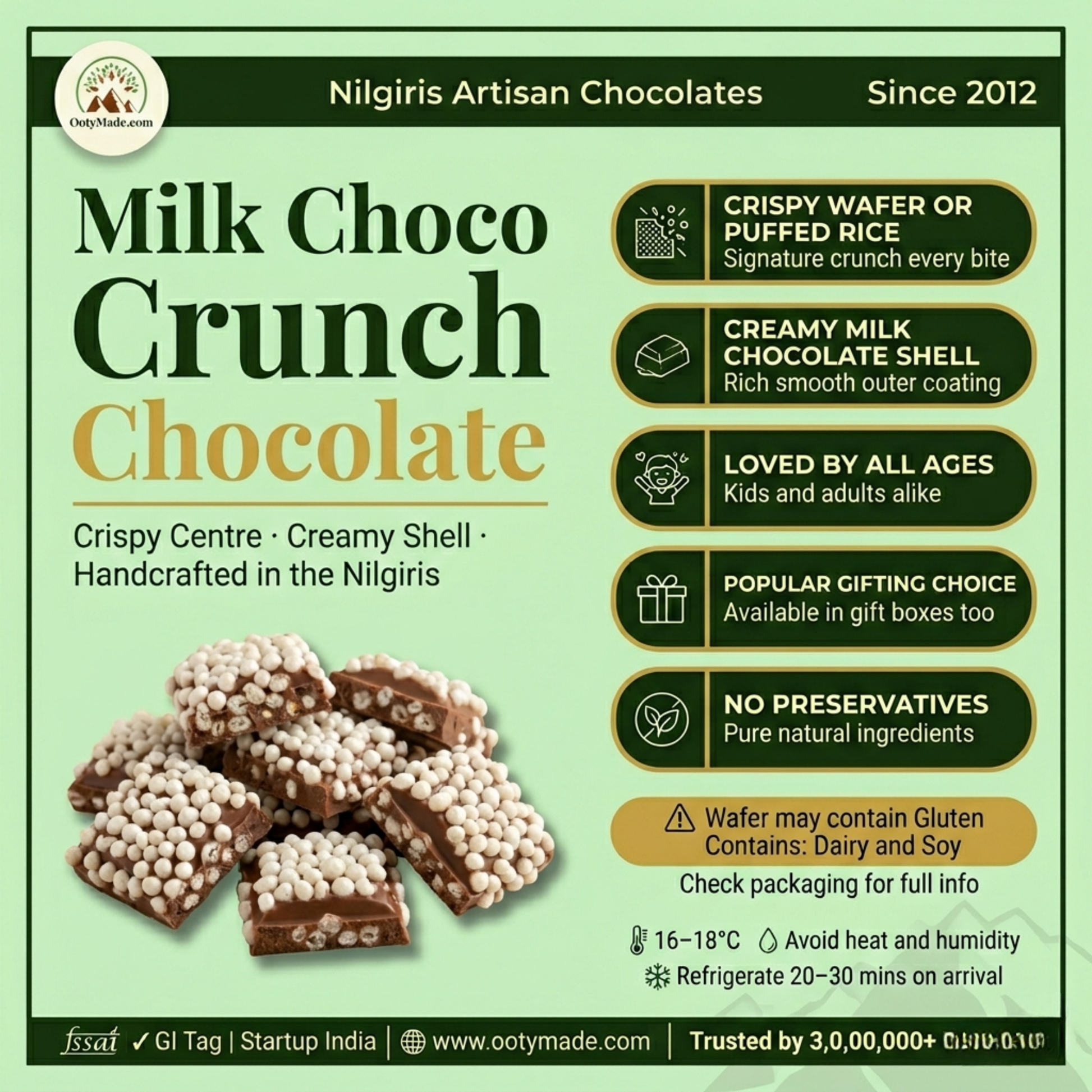 ooty choco crunch chocolate gift packaging nilgiris ootymade