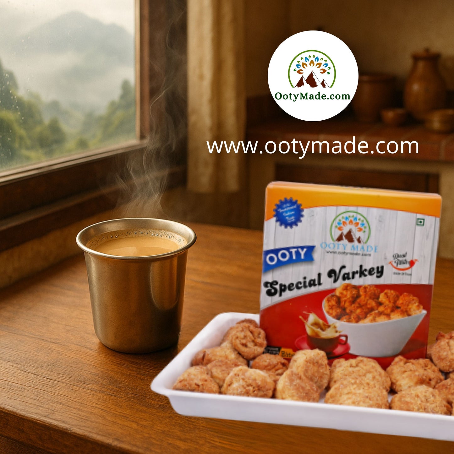 Ooty Special Varkey biscuit served with tea in premium setting
