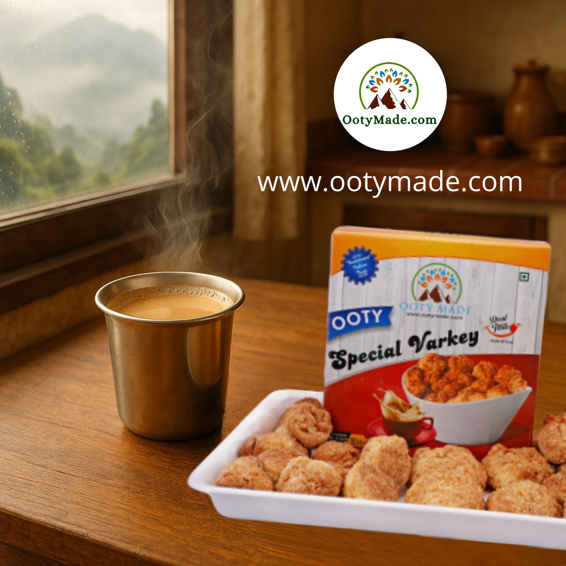 Ooty Special Varkey biscuit served with tea in premium setting