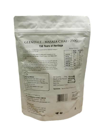 GLENDALE Masala Chai | 250 g | Pack of 1 | Total 250 g | High Grown Nilgiri Tea | 150 Years of Heritage