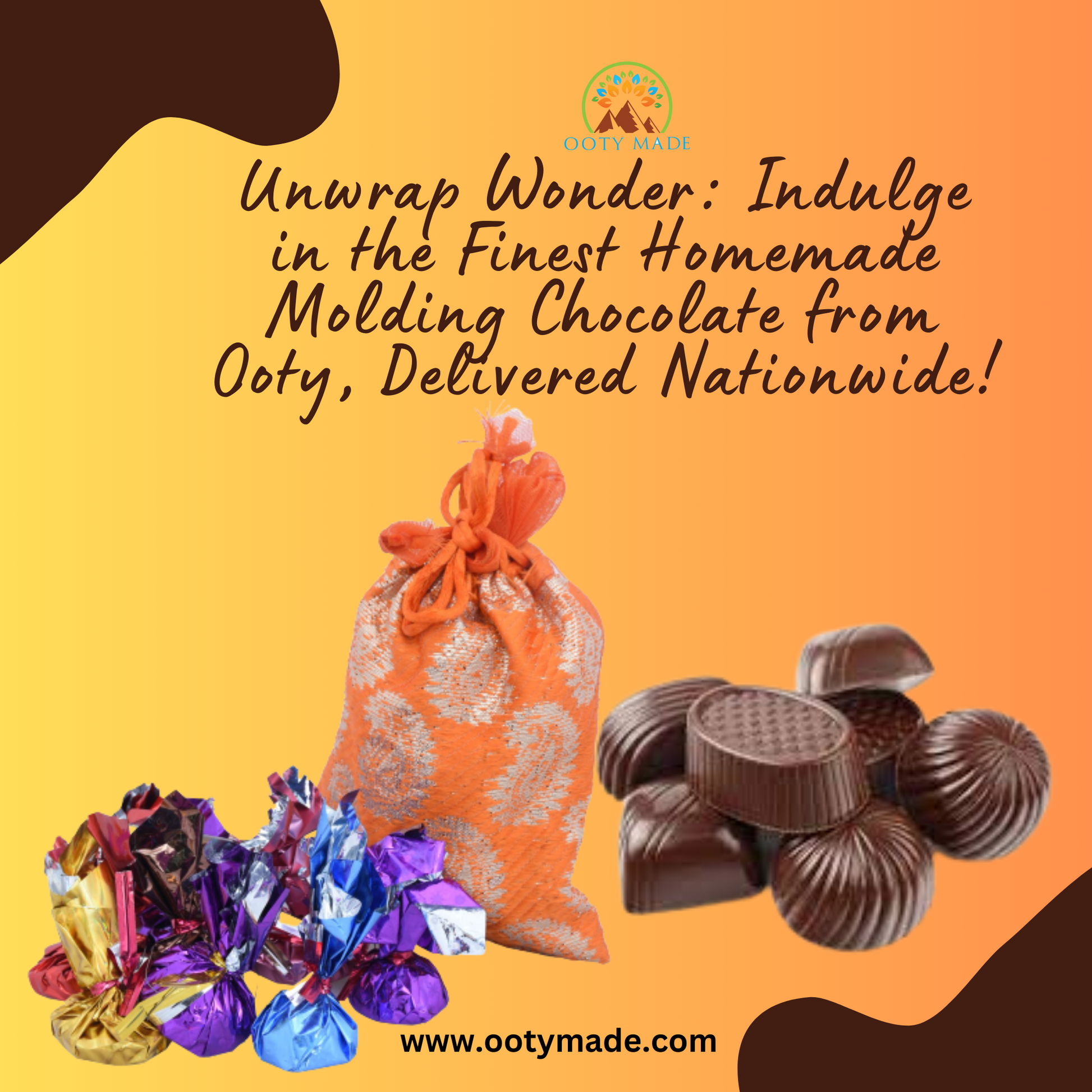 Assorted white and milk ooty homemade molding chocolate with colour wrappers OotyMade.com