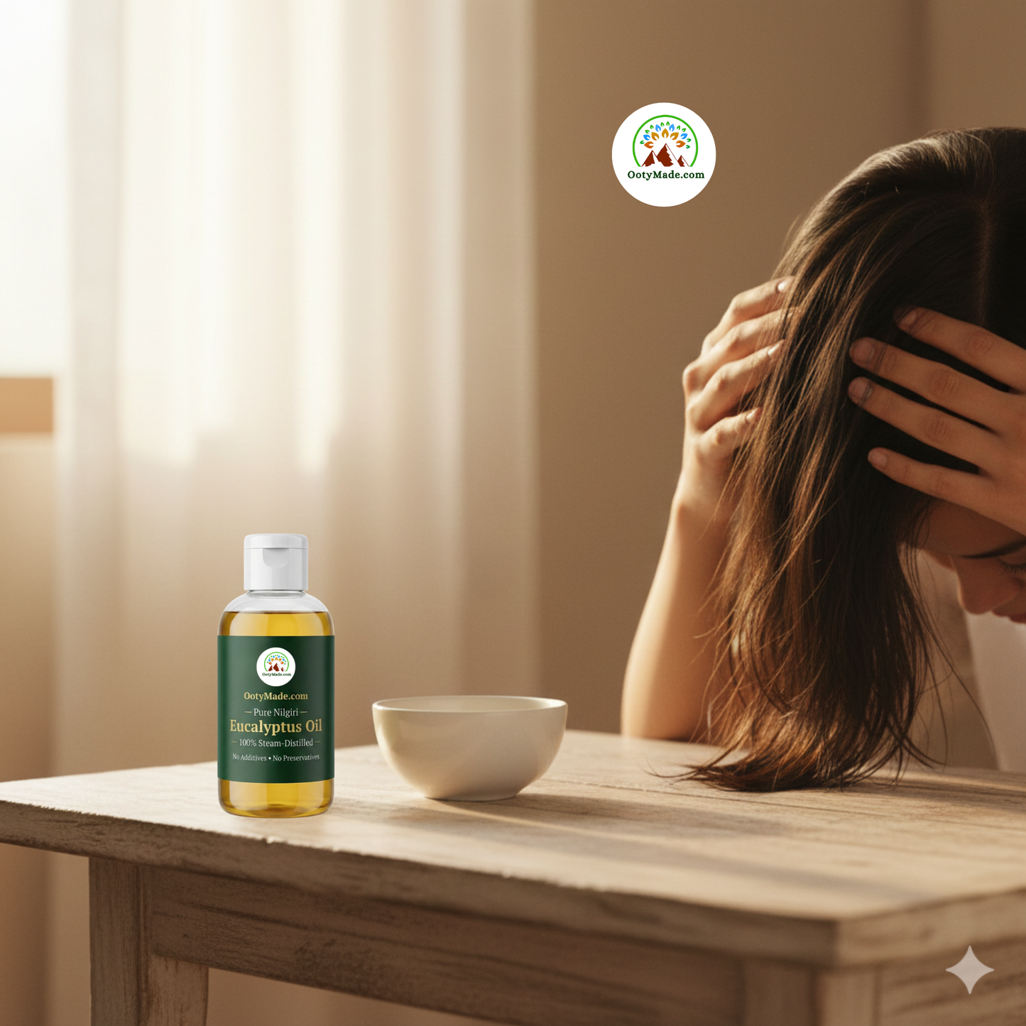 OotyMade.com Pure Nilgiri Eucalyptus Oil – Steam-Distilled Nilagiri Thailam for Cold, Cough, Hair, Diffuser, Room Freshener & Spa Use OotyMade.com