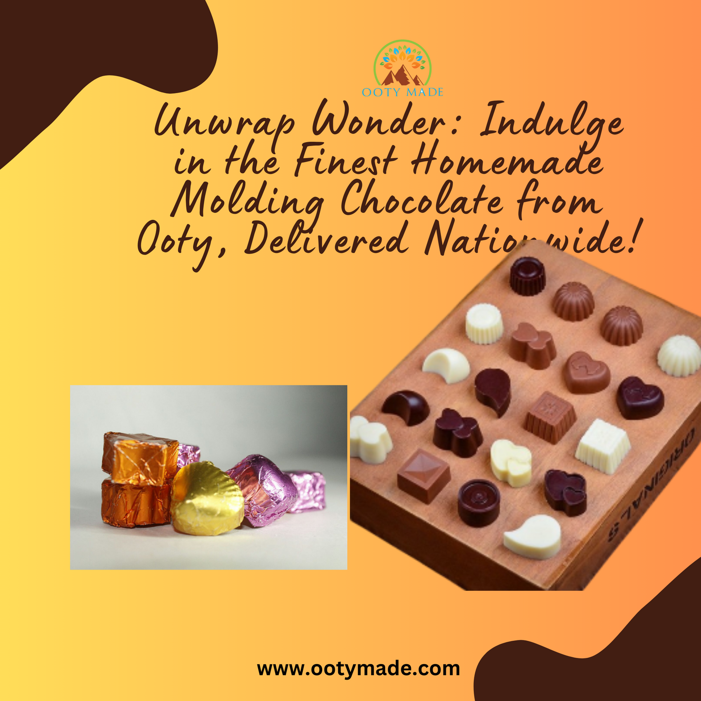 Unique Love Gifts: Best Chocolate for Your Special Someone-6 pieces OotyHomemade Chocolate box OotyMade.com