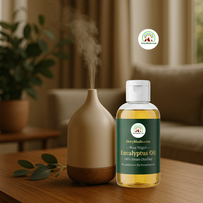 OotyMade.com Pure Nilgiri Eucalyptus Oil – Steam-Distilled Nilagiri Thailam for Cold, Cough, Hair, Diffuser, Room Freshener & Spa Use OotyMade.com