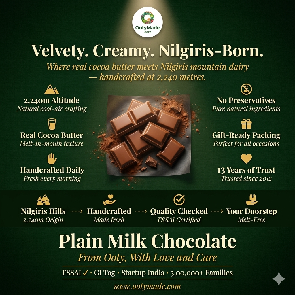 ooty milk chocolate broken bar pieces handmade nilgiris ootymade