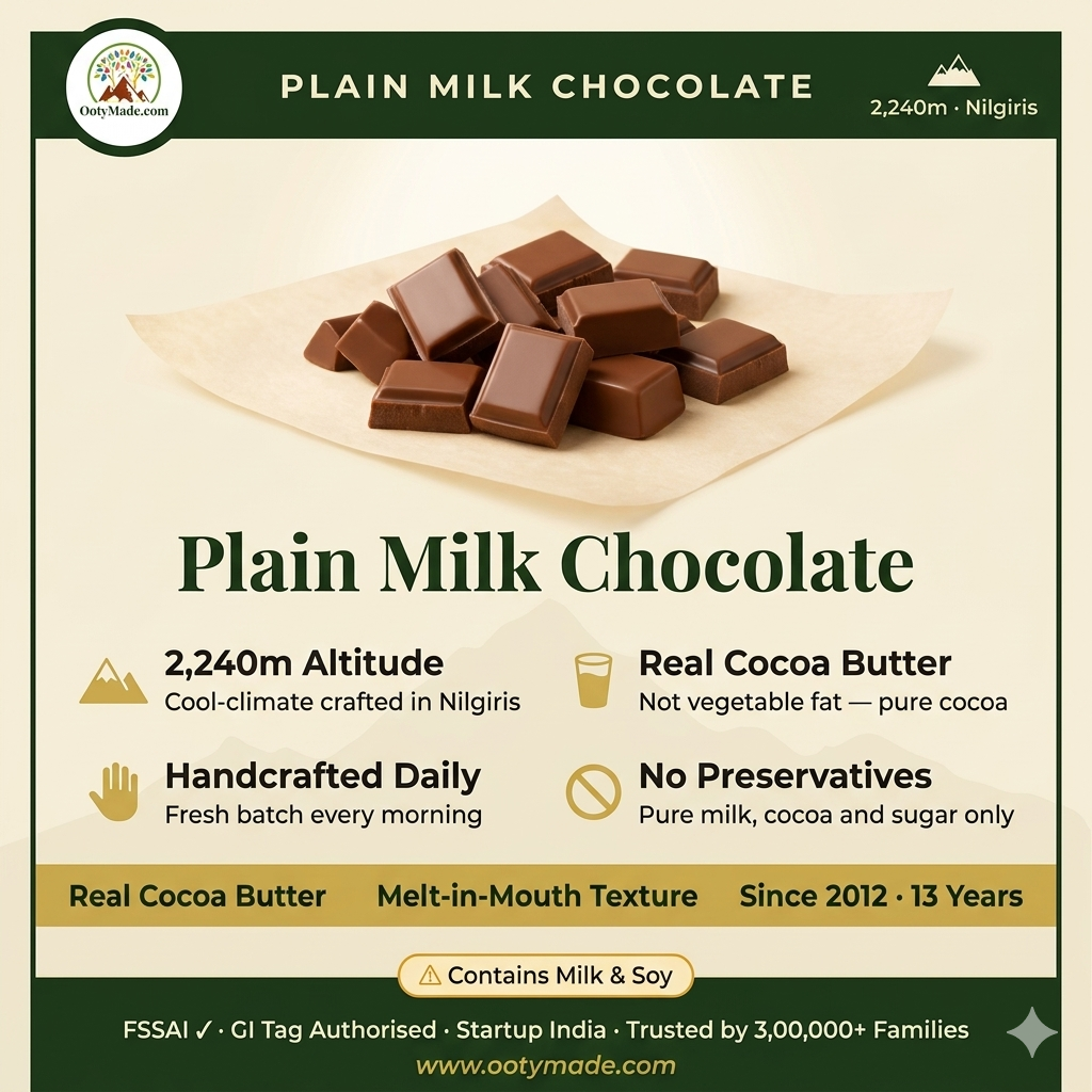 ooty milk chocolate closeup texture handmade nilgiris ootymade