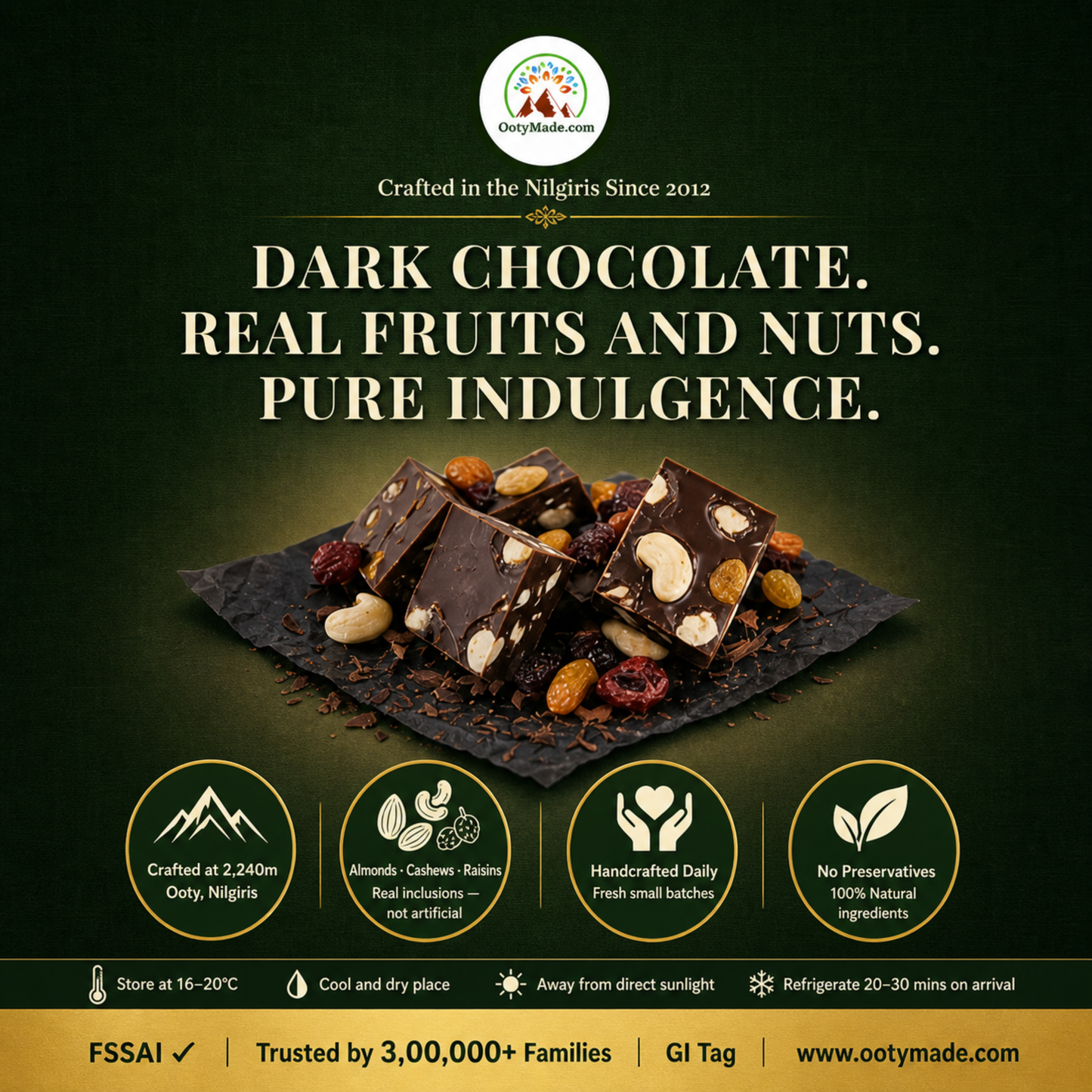 ooty dark fruit nut chocolate gift packaging nilgiris ootymade