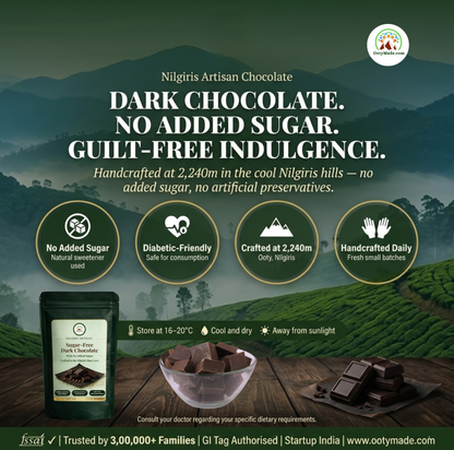 ooty no added sugar dark chocolate bar handmade nilgiris lifestyle ootymade