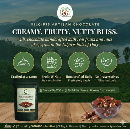 ooty milk chocolate fruits nuts broken bar pieces nilgiris ootymade