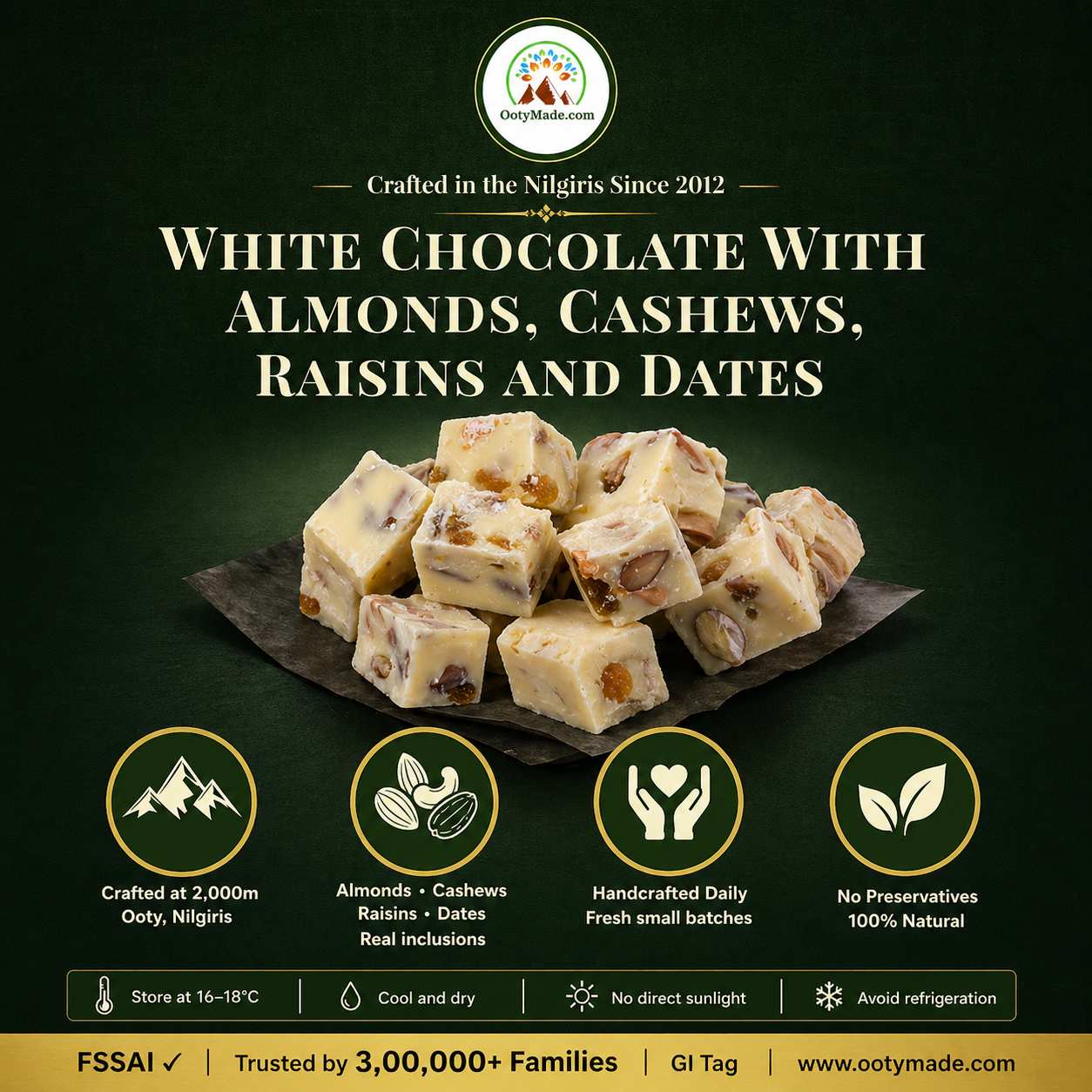 ooty white chocolate fruits nuts broken bar pieces nilgiris ootymade